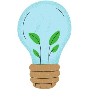 żarówka z zielonymi gałązkami